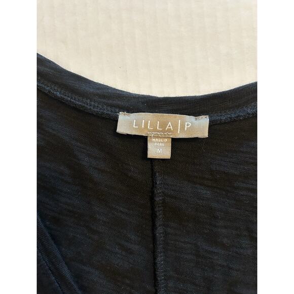 Lilla P Sz Medium Black Tank Dress Cotton Asymmetrical Maxi Side Slit Laganlook - Picture 8 of 12